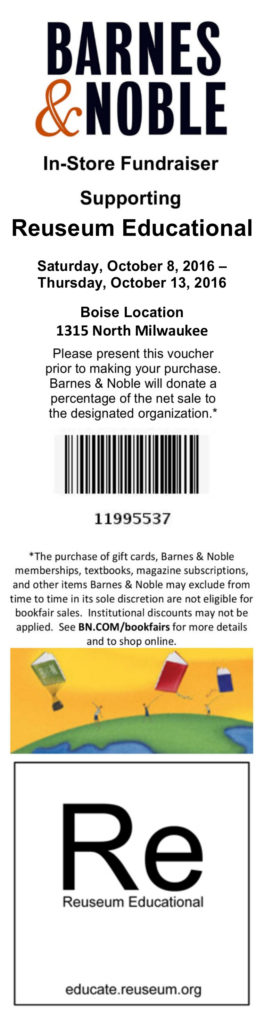 A notice for a fundraiser as Barnes and Noble!