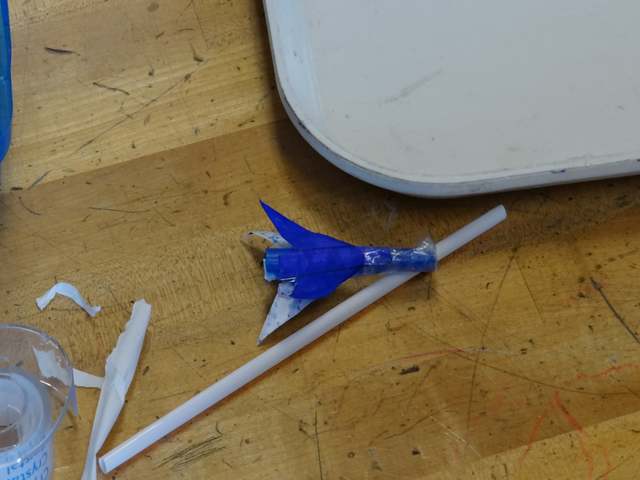 A completed Straw Rocket.